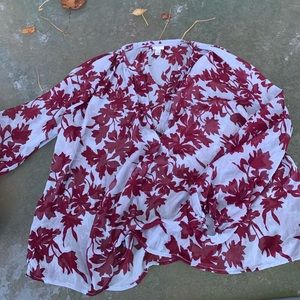 Sheer Chiffon Maroon and Blue Blouse